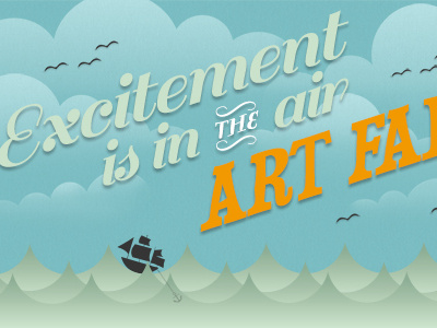 Art Fair art birds blue clouds green illustration ocean ship sky typography water