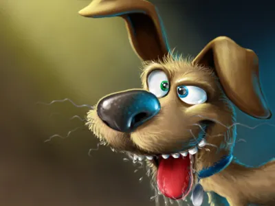 drooling dog cartoon dog illustration photoshop whimsical