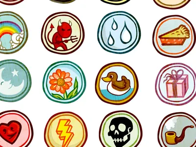 Badges 4 badges icons illustration