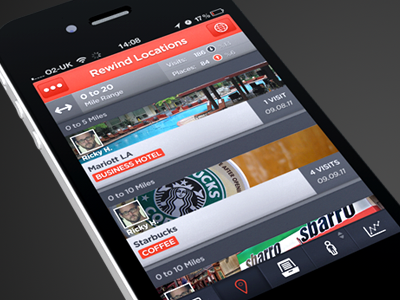 Rewind.Me app awesome check in checkin clean creative data design digital distance foursquare foursquare ux icon iphone location map mobile modern network nyc personal place rewind simple social startup ui user experience user friendly ux