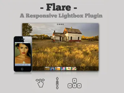 Flare Responsive Lightbox jQuery Plugin design fullscreen gallery image jquery lightbox mobile responsive touch transition ui