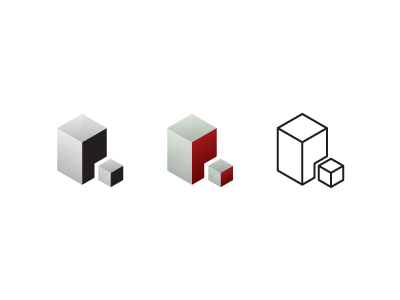 P & Cube 3d brand cube greyscale icon identity isometric logo logo design maroon p p cube red wireframe