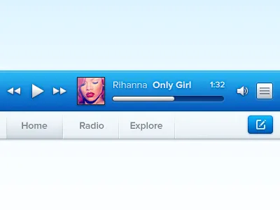 Micro Navigation and Music Player blue design interface music navigation player smooth ui web
