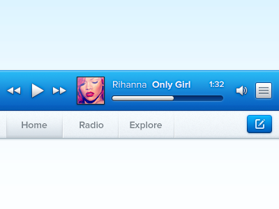 Micro Navigation and Music Player blue design interface music navigation player smooth ui web