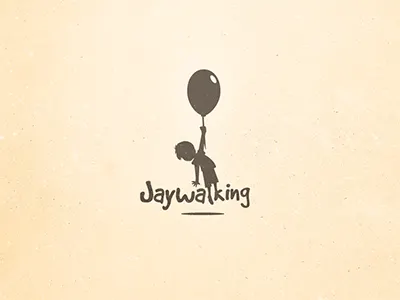 Jaywalking Logo Concept balloon boy cartoon illustration jaywalking logo