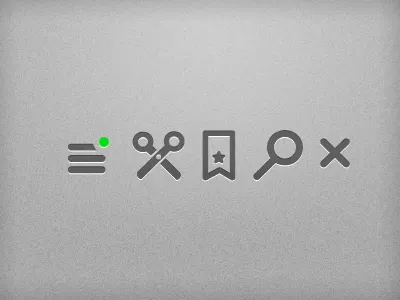 UI icons bookmark close cut feed icons magnifying glass scissors search snip star
