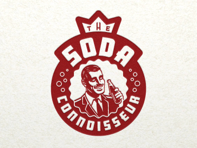 Soda Connoisseur bottle bottlecap bubbles cap connoisseur crown devey emblem gentleman illustration illustrative logo jeff devey jeffrey devey logo man soda