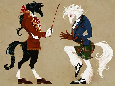 DRESSAGE clothing conceptual elegant fashion horse illustration mens vector