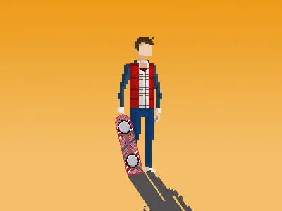 Marty Mcfly + Hoverboard 8 bit 8bit back to the future hoverboard indie indie games marty mcfly photoshop pixel pixel art psd videogame