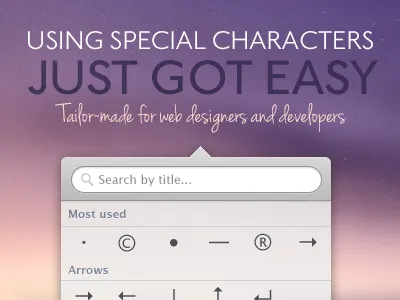 Using special characters app application design designers developers handwriting mac menubar purple software status statusbar tray web