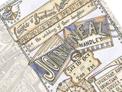 Coney Island5 hand drawn illustration pen typography watercolour