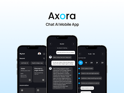 Axora - Chat AI Mobile App android app ui app design app ui branding business chat app ui chat gpt corporate creative design digital figma graphic ios app ui mobile app ui modern professional ui design ux design