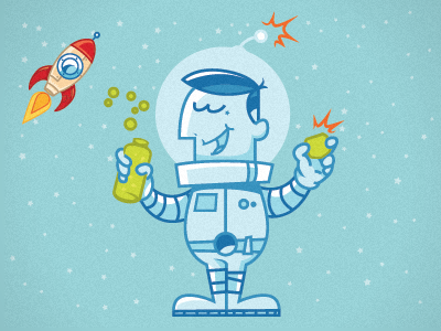 space juice v.2 astronaut character illustration rocket space