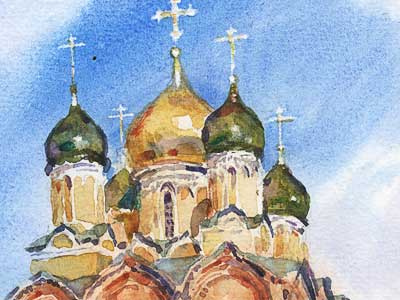 Plein air sketch Znamenskij Sobor plein air sketch water colours watercolor