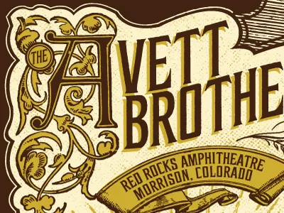 Avett Red Rocks avett brothers concert gigposter music type vintage