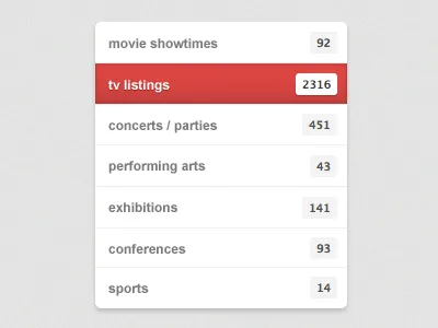 Events Menu dakick dropdown events menu