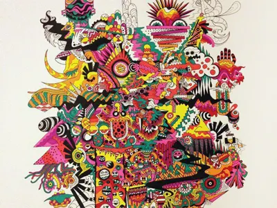 Drawing Progress 3 abstract copic doodle drawing faces marker micron prismacolor rainbow