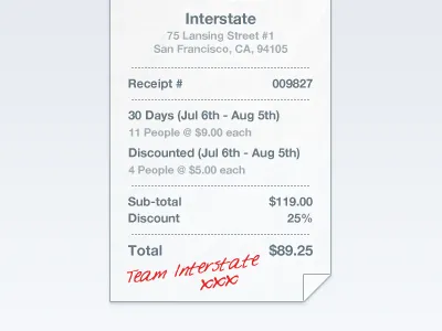 Receipt billing interstate interstateapp invoice payments pricing receipt