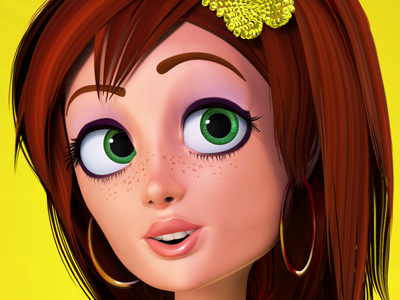 Lucky 3d cg girl human modo pinup pixar