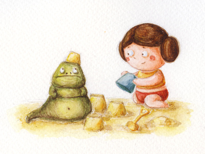 Лея и Джабба jabba jabba the hutt princess leia sandbox star wars watercolor