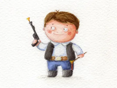 Han Solo blaster han han solo star wars watercolor