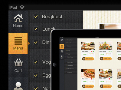 Ipad Application Design for Restaurants app app design application design food ipad ipad app design menu recipes restaurant tab ui design