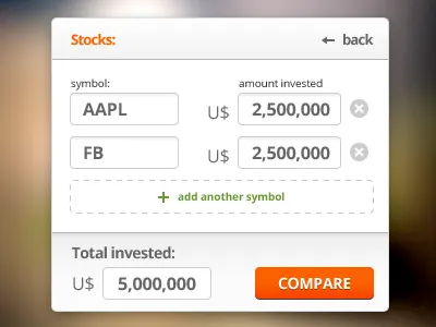 Investment comparison widget compare financial investment vs widget