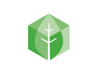 Leaf 2 cube green hexagon leaf logo