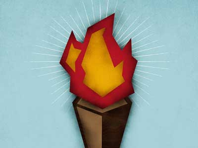 Flame On blue fire grunge orange poster rays red wood