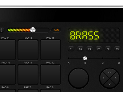 IPad MPC 1000 akai andrey nasonov apple black button control dribbble green interface ipad knob metal mpc off on progress bar slider snick design sound switch ui volume tool