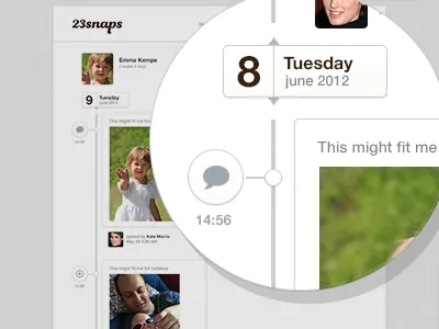 Timeline app button clean date photos time timeline user website white