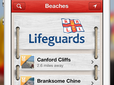RNLI Beach Finder beach finder iphone rnli rope table view wood