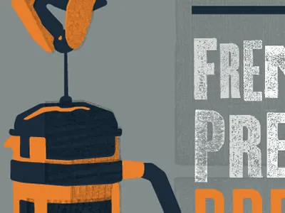 French Press illustration woodtype