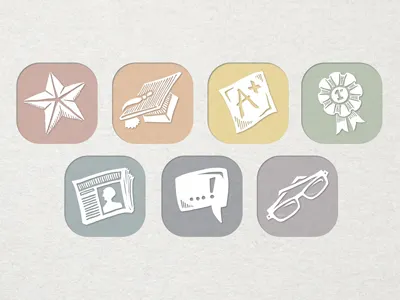 Hand-drawn icon set 2 hand drawn illustration photoshop retro