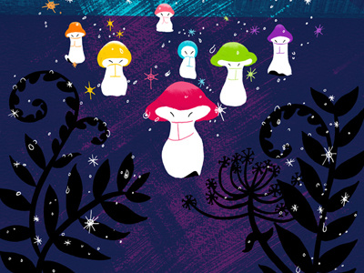 A certain Nutcracker Suite dew disney fantasia flowers leaves mushrooms neon night nutcracker suite plants