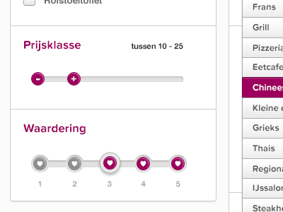 Filter - Selection design interface restaurant slider ui web