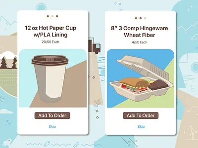 Mobile Order Screens for Earth First eco friendly hot cup ordering app phone screens restaurant restaurant supply to go package ui