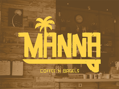 Manna Coffee n' Bagels Branding beach beach design beach logo brand design branding breakfast logo coffee coffee branding coffee design coffee logo coffee shop datradman hand drawn hand drawn logo illustration logo logo illustration surf tropical