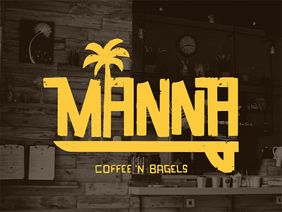 Manna Coffee n' Bagels Branding beach beach design beach logo branding breakfast logo coffee coffee beans coffee branding coffee design coffee logo coffee shop hand drawn hand drawn logo illustration logo logo illustration palm palm tree surf tropical