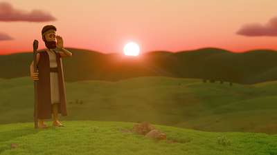 The Shepherd 3d blender illustration shepherd sunrise