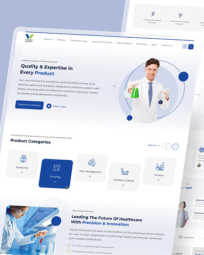 Pharmaceutical UI Design – Varian Pharmed design figma design health medical medicine medico pharmaceutical ui ui design uiux web design website wordpress