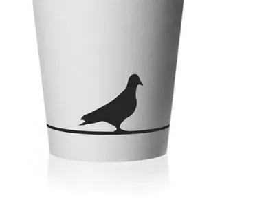 The Cup brand coffee cup identity logo pigeon