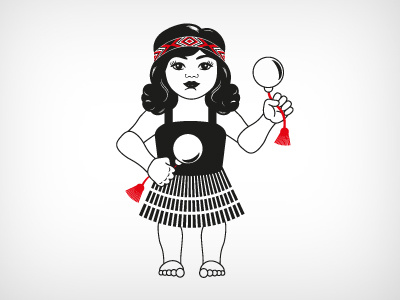 Wahine Poi Doll illustration kiwiana