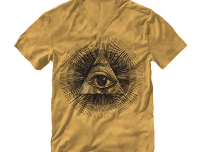 Illuminati clothing eye eyeball freelance gold golden illuminati line tshirt