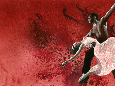 Dancers in Burgandy ballet burgandy maroon splash