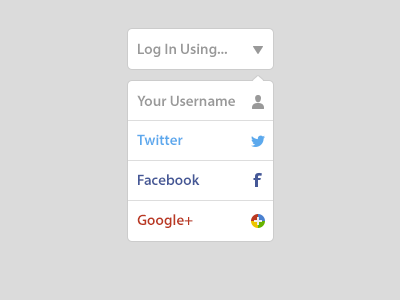 Log In Using... (Rebound) dropdown dropdown menu light log in login menu simple social social login social network
