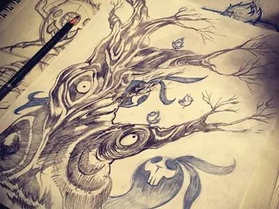 Sketch Clean Up -- WIP illustration moleskine print sketch sketchbook tree