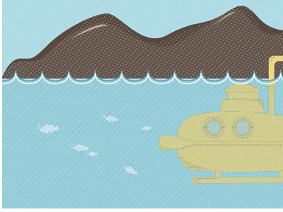 First Dribbble Shot! - The Life Aquatic clouds fish submarine the life aquatic water