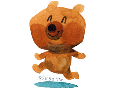 Happy bear!! bear character illustration ssebong watercolor