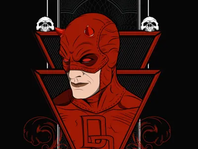 Daredevil blind comics daredevil design geek illustration illustrator marvel nerd vector